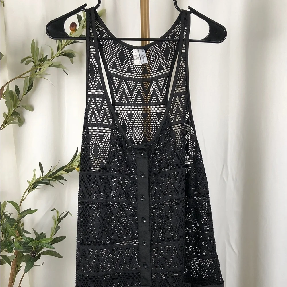 Elegant Black Lace Jumpsuit Swim Coverup Sz M (S2)